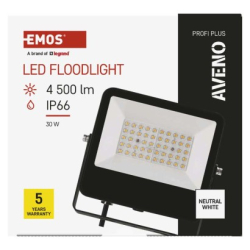 LED reflektor AVENO 30W, černý, neutrální bílá