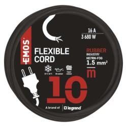 Flexo šňůra guma/neopren 3×1,5mm2, 10m, černá