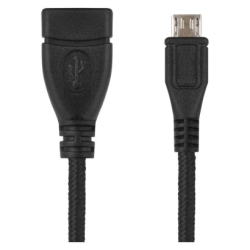 Datový OTG kabel USB-A 2.0 / micro USB-B 2.0 s funkcí redukce, 15 cm, černý