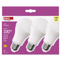 LED žárovka Classic A60 / E27 / 13 W (100 W) / 1521 lm / teplá bílá, 3 ks