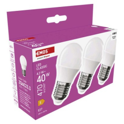 LED žárovka Classic Mini Globe / E27 / 4,2 W (40 W) / 470 lm / neutrální bílá, 3 ks