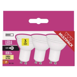 LED žárovka Classic MR16 / GU10 / 8,4 W (60 W) / 806 lm / teplá bílá, 3 ks