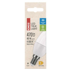 LED žárovka True Light svíčka / E14 / 4,2 W (40 W) / 470 lm / neutrální bílá