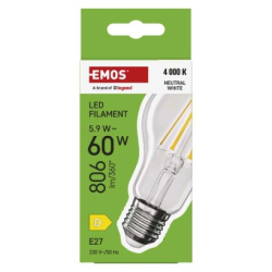 LED žárovka Filament A60 / E27 / 5,9 W (60 W) / 806 lm / neutrální bílá