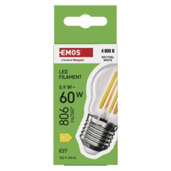 LED žárovka Filament Mini Globe / E27 / 5,9 W (60 W) / 806 lm / neutrální bílá