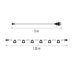 Spojovací světelný řetěz na 10 žárovek E27 START SET, 7,35 m, venkovní i vnitřní