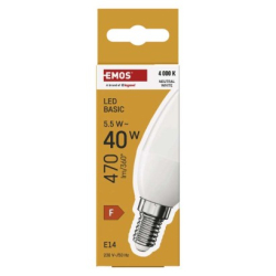 LED žárovka Basic svíčka / E14 / 5,5 W (40 W) / 470 lm / teplá bílá