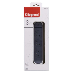 Legrand prodlužovací kabel 1,5 m / 3 zásuvky / s vypínačem / bílá-černá / PVC / 1 mm2