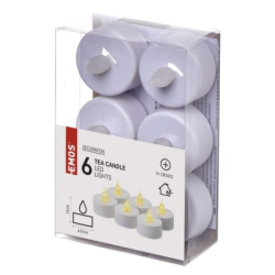 LED dekorace – čajová svíčka bílá, CR2032, vnitřní, vintage, 6 ks, 6 ks