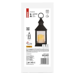 LED dekorace – lucerna antik černá blikající, 3x AAA, vnitřní, vintage, časovač