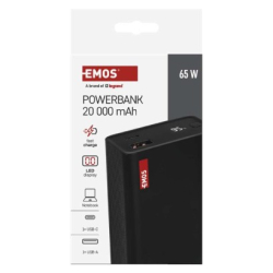 Powerbanka EMOS NTBF20, 20 000 mAh, 65 W PD, černá