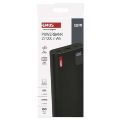 Powerbanka EMOS NTBF30, 27 000 mAh, 100 W PD, černá