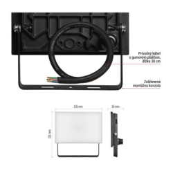 LED reflektor TAMBO, 20 W, 2000l m, IP65, černý