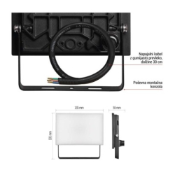 LED reflektor TAMBO, 20 W, 2000l m, IP65, černý