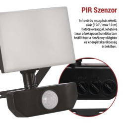 LED reflektor TAMBO se senzorem pohybu, 10 W, 1000 lm, černý