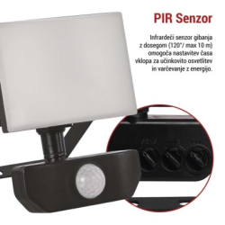 LED reflektor TAMBO se senzorem pohybu, 10 W, 1000 lm, černý