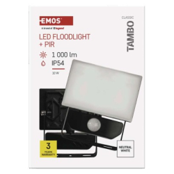 LED reflektor TAMBO se senzorem pohybu, 10 W, 1000 lm, černý